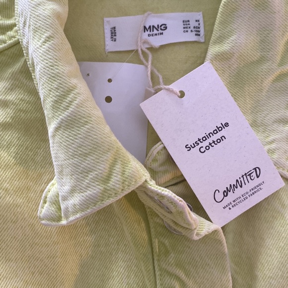 MANGO MNG Denim Lime Shirt Midi Dress Size 2 - Picture 7 of 7